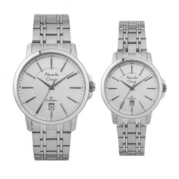 Alexandre Christie AC 8636 Silver White Couple